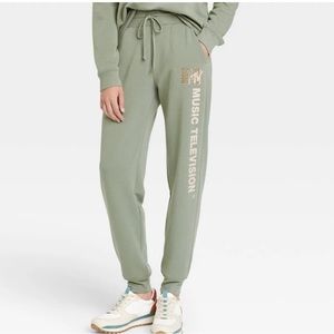 MTV Sage Green Small Lounge Pajamas Joggers Pants